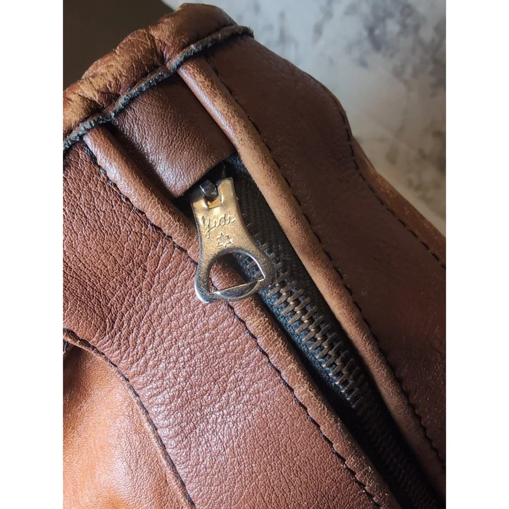 Vintage LAND Brand Brown Leather Duffel Overnight Briefcase Bag 18